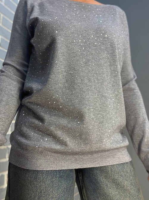 Джемпер женский ACCORDDREAM 9067 тонкий свитер россыпь камней, серый, one size Киев - изображение 2
