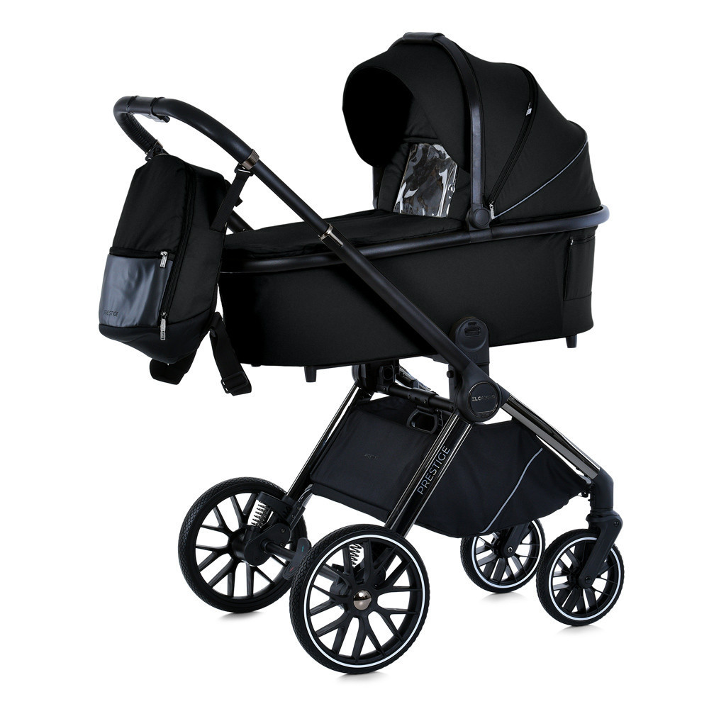 Коляска універсальна 2в1 El Camino PRESTIGE Black люлька + прогулянковий блок сумка дощовики москітна сітка Чорна (ME 1124-2) Чернигов - изображение 1