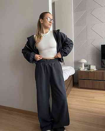 Жіночий теплий прогулянковий костюм: кофта та штани двосторонній фліс Графіт, 46/48 Одеса