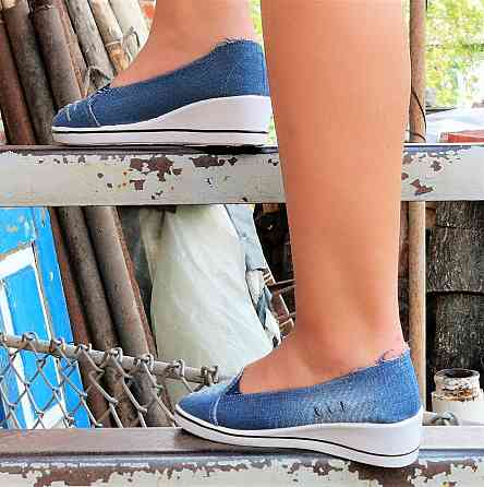 . Жіночі Мокасини Балетки на Танкетці Блакитні Джинсові Сині (розміри: 36,37,38,39,40) Дніпро