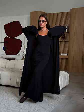 Женский базовый костюм двойка: платье + кардиган турецкая вискоза Черный, 46/48 Одесса