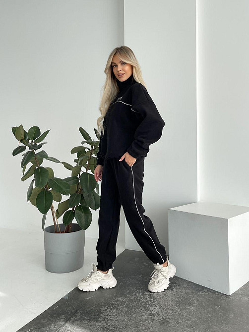 Женский флисовый женский костюм-оверсайз турецкий флис Черный, 46/48 Одесса - изображение 4