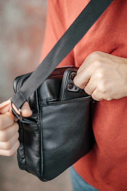 Мужская каркасная барсетка, Вместительная сумка из натуральной кожи, Кожаный мессенджерMasterSem Киев - изображение 5