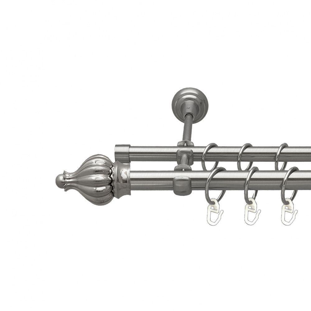 Карниз Orvit Таджа металевий дворядний відкритий гладка труба кільце металеве Нержавіюча Сталь 19\16 мм 200 см Львов - изображение 1