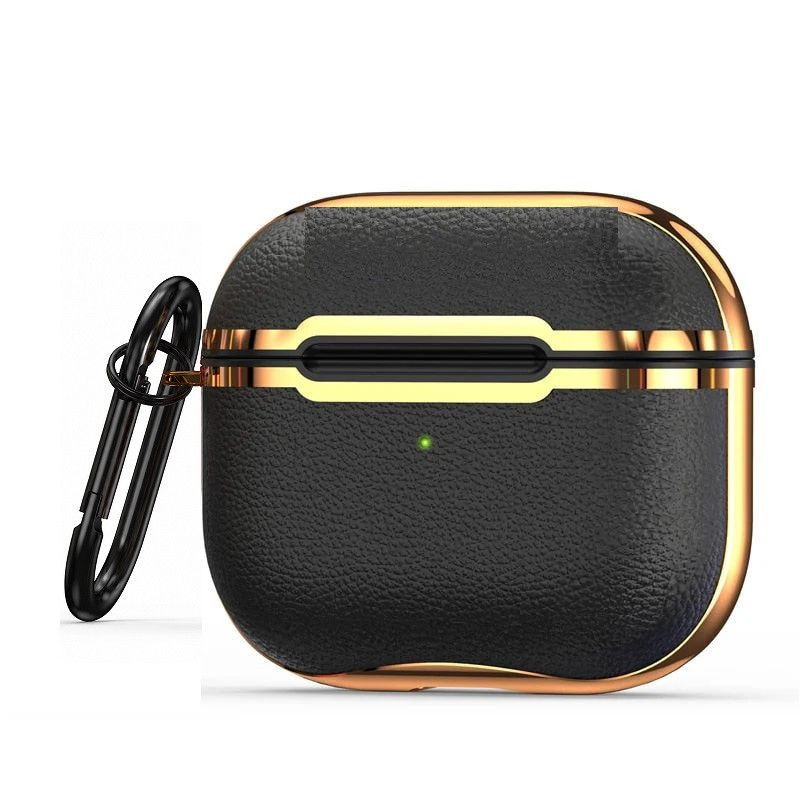 Чохол для AirPods 1 та AirPods 2 з гальванізованої шкіри PU Black Дніпро - фото 1