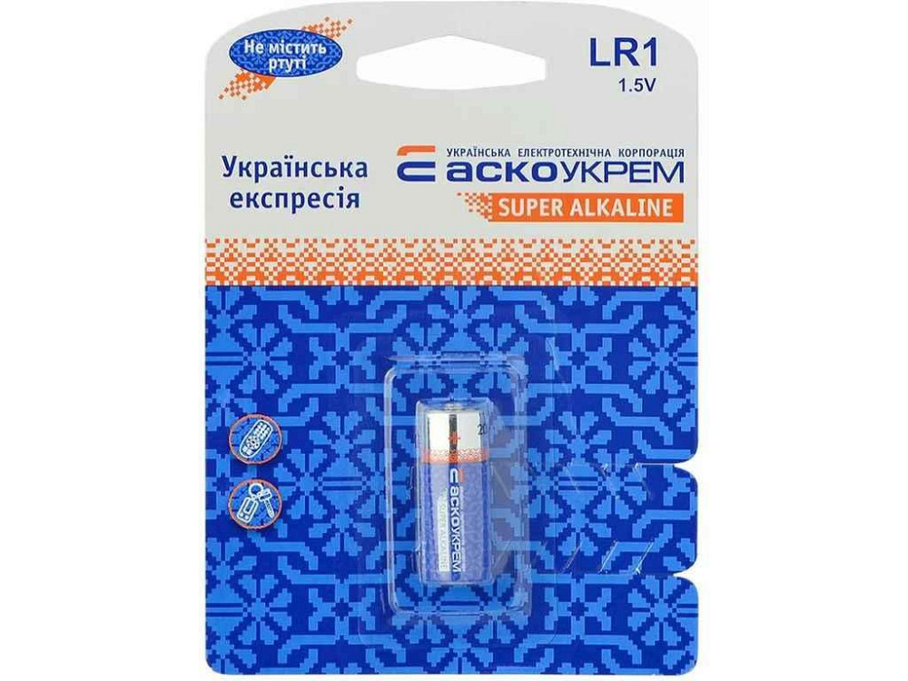 Батарейка лужна LR1.BP1 (blister 1) ТМ АСКО Київ - фото 1