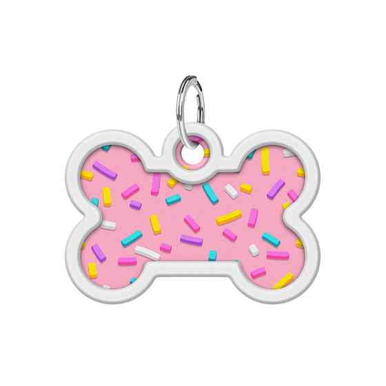 Адресник для собак і котів металевий WAUDOG Smart ID з QR паспортом, малюнок "Маршмелоу", кістка, Д 40 мм, Вінниця