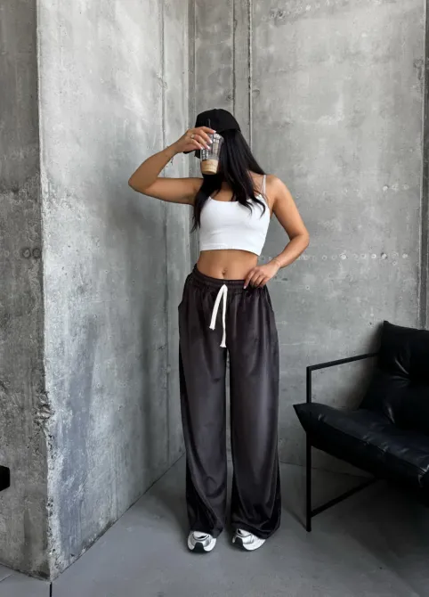 Велюрові жіночі брюки вільного крою з високою посадкою Одеса - фото 3