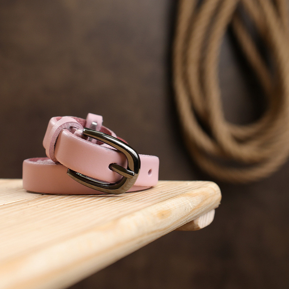 Тонкий ремень из натуральной кожи Vintage 20761 Розовый Киев - изображение 10