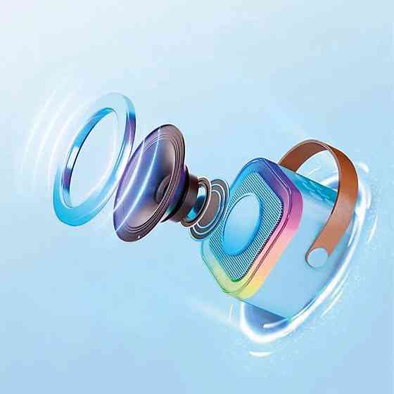 Дитяче караоке з 2 мікрофонами К12, Блакитний / Портативна колонка з RGB підсвічуванням / Бездротове міні-караоке Київ