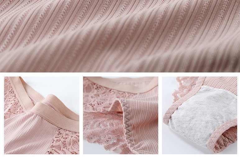 Труси жіночі з мереживом 3 штуки 46 чорний рожевий хакі Київ - фото 2