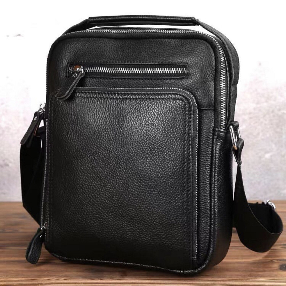 Чоловіча шкіряна сумка чорна Tiding Bag A25-1278C Київ - фото 2