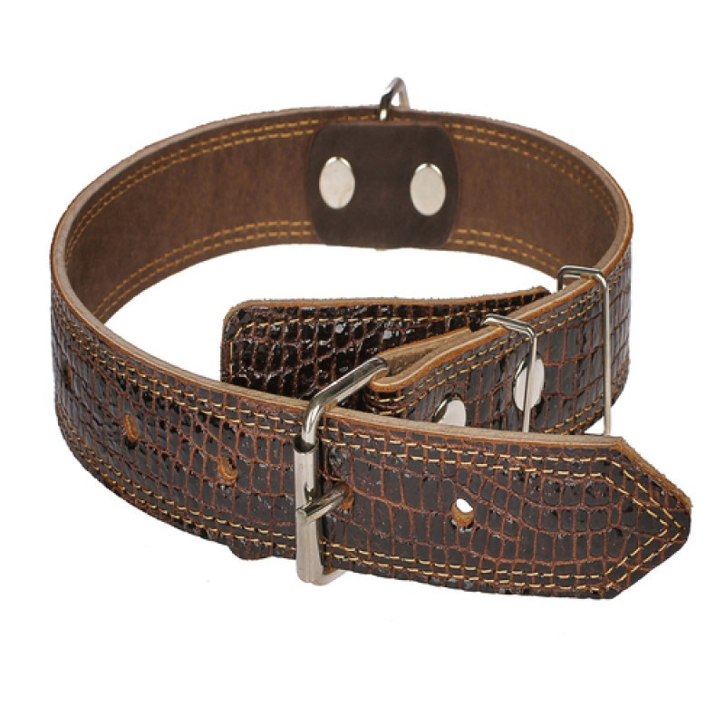 Нашийник 325 25мм "Рептилія" шкіряний подвійний Вінниця - фото 1