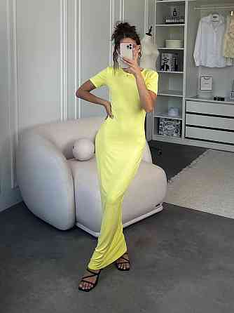 Жіноче базове обтисле максіплаття в стилі скікс турецька натуральна віскоза Банановий Одеса