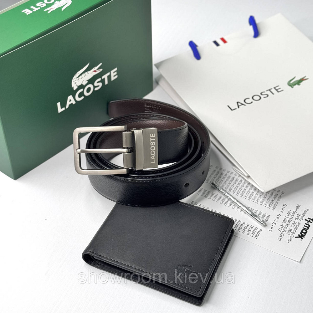 Чоловічий подарунковий набір гаманець і пасок Lacoste (982) Київ - фото 4