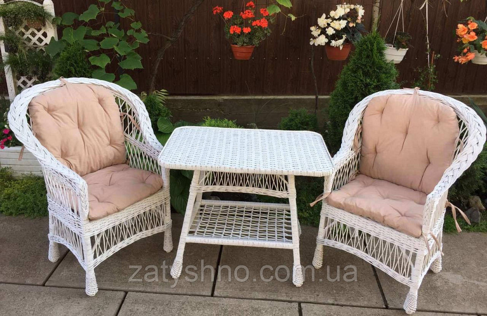 Плетеная мебель белая|  Комплект плетеной   на 2 персоны | мебель из лозы в сад Киев - изображение 4