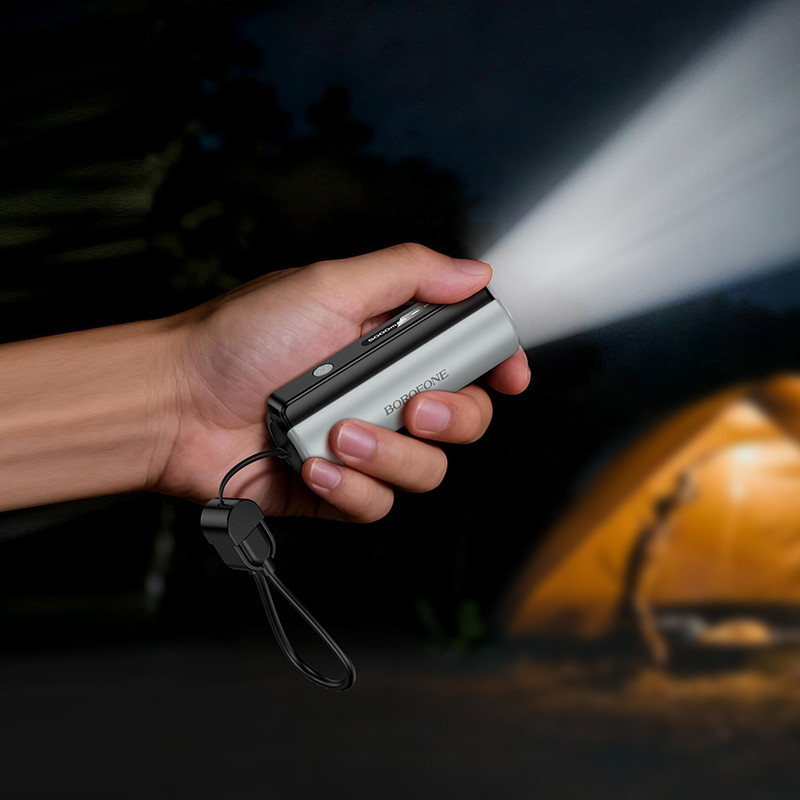 Павербанк 5000 mAh BOROFONE BJ87 кабель в комплекте фонарик черный power bank повербанк Одесса - изображение 9