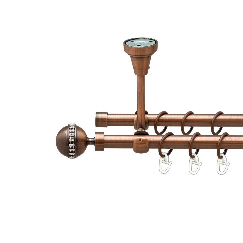 Карниз Orvit Авея металевий дворядний відкритий до стелі гладка труба кільце металеве Мідь 16\16 мм 300 см (00-00020027) Львів - фото 1