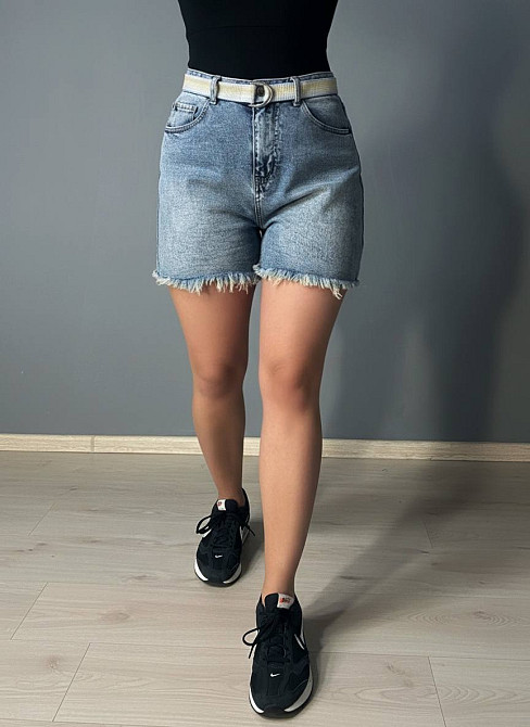 Шорты женские джинсовые Vanver 268 короткие с бахромой и ремнем голубые, голубой, 28, 28, 71 см, 98 см Киев - изображение 19