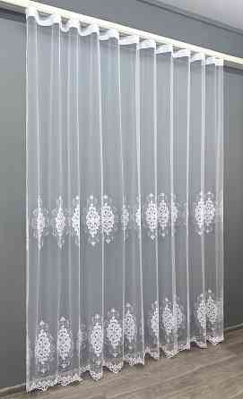 Тюль VR-Textil 1842т Фатин с вышивкой Холодный белый 300х270 см (40-199) Киев