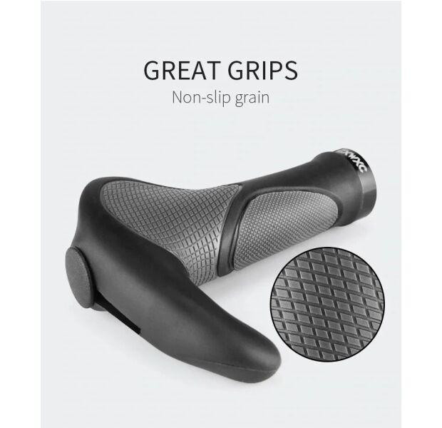 Грипсы анатомические с рогами и замком (BT-012) Feel Fit Черный Бровары - изображение 3