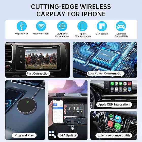 Бездротовий адаптер CarPlay Plug & Play, перетворення дротового Карплей для iPhone iOS 10+ для авто з 2015 року Київ