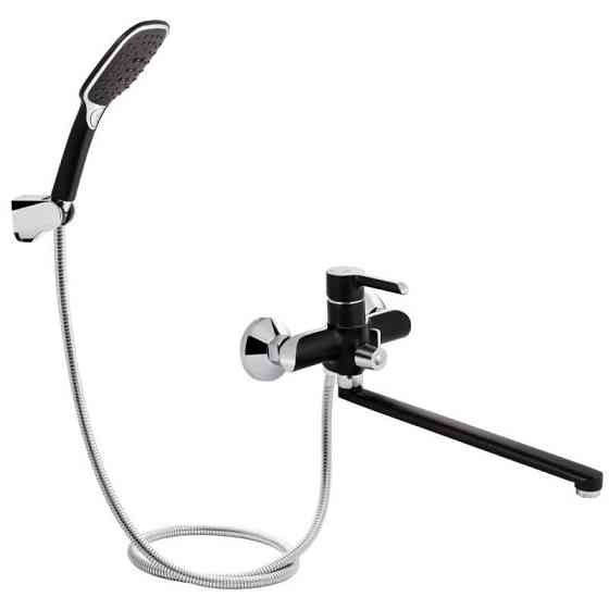 Змішувач для ванни Qtap Grand BCR 005 з душовим гарнітуром, чорний / хром Київ