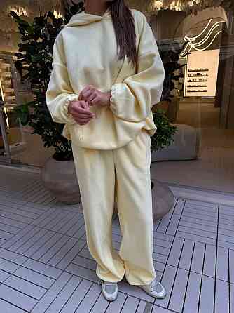 Жіночий стильний теплий костюм двосторонній фліс-полір Лимонний Одеса