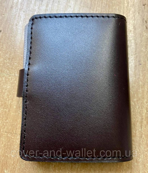 Коричнева візитниця ручної роботи на кнопці Grande Pelle Київ - фото 3