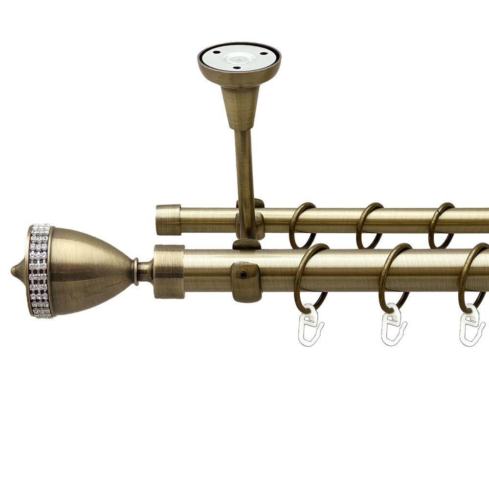 Карниз Orvit Етернія металевий дворядний відкритий до стелі гладка труба кільце металеве Антик 25\16 мм 300 см (00-00018501) Львів - фото 1