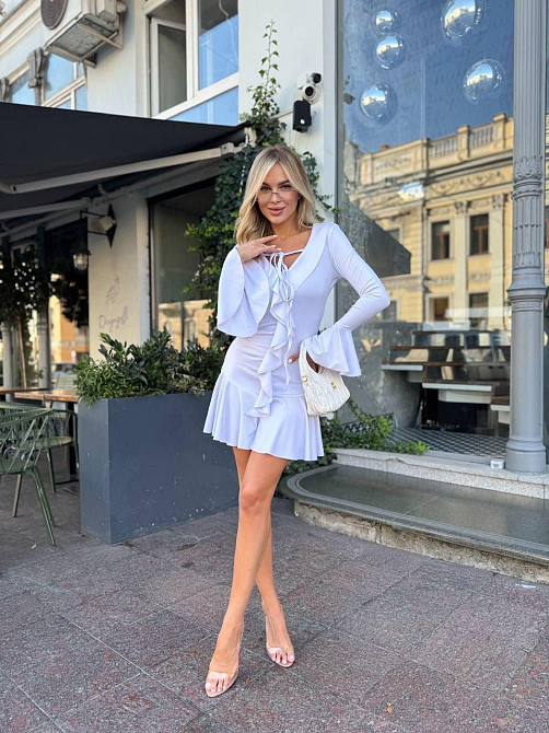 Жіноче романтичне мініплаття з воланами мікродайвінг Білий, 46/48 Одеса - фото 5