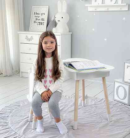 Новинка! Стол тучка с нишей и стульчик зайчик белые 41008 Киев