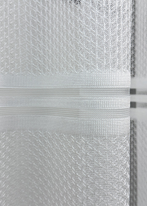 Короткий тюль жакард, висотою 2м, колір білий 1939т Київ - фото 3