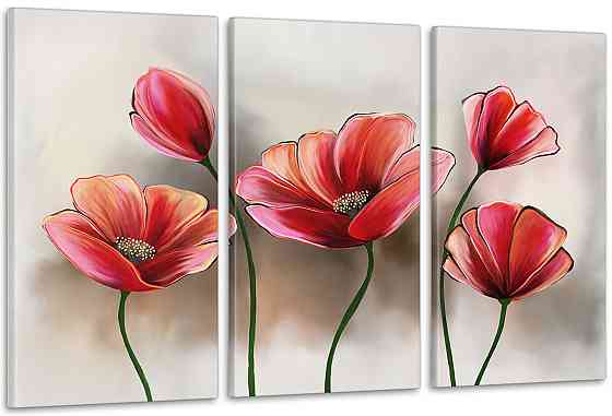 Модульна картина Абстракція Квіти Маки Аrt-162_3А Київ