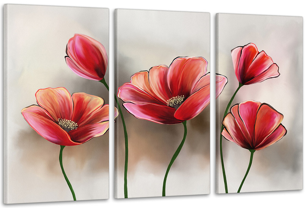 Модульна картина Абстракція Квіти Маки Аrt-162_3А Київ - фото 1