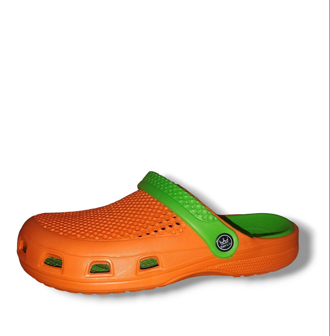 Кроксы оранжевые с зелёной стелькой 36/37 23,5 см Одесса - изображение 1