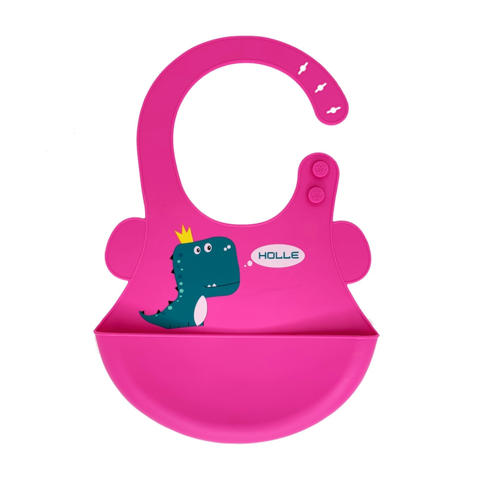 Слинявчик силіконовий "Діно" MGZ-0616(Pink) з кишенею Вінниця - фото 1