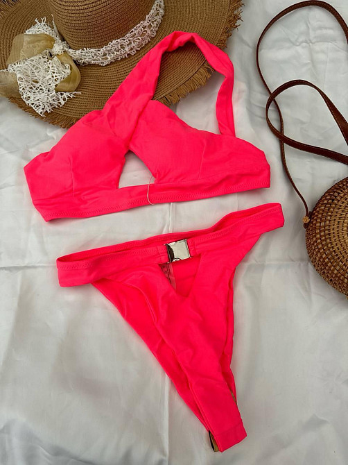 Жіночий роздільний купальник на одне плече Малиновий S Харків - фото 2