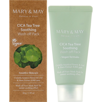 Маска для лица Mary & May Cica Tea Tree Soothing Wash Off Pack 30 г (8809670681852) Винница - изображение 2