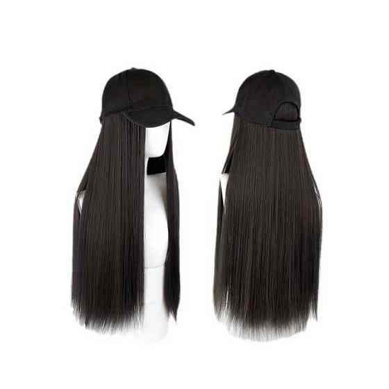 Парик кепка с волосами 60 см Брюнетка Винница