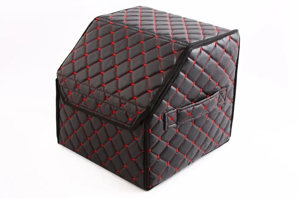 Сумка в багажник на липучках кожзам 30*30*30 см АвтоКомфорт черный/красная нить Винница - изображение 1