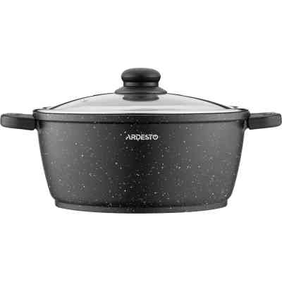Кастрюля Ardesto Gemini Anzio скляна кришка 24 см 4,4 л чорна (AR2424GE) Винница