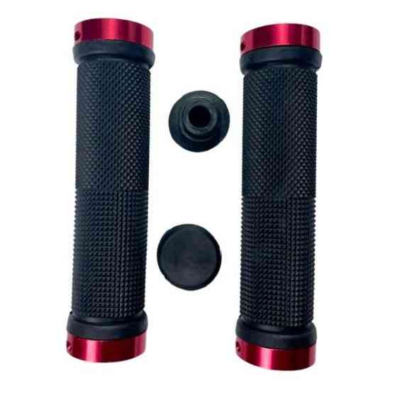 Ручки руля 130мм с зажимом Lock-On с двух сторон, чёрно-красные FL-426 Мукачево