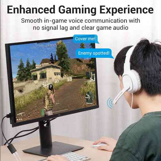 Звукова карта USB AUX jack, 2*TRS (Mic + Ear) 0.15м  Vention чорна Винница