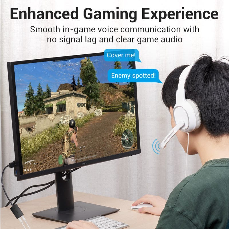 Звукова карта USB AUX jack, 2*TRS (Mic + Ear) 0.15м  Vention чорна Винница - изображение 4