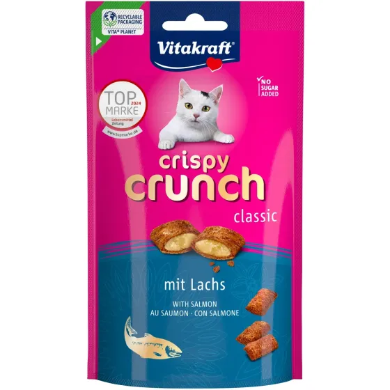 Хрустящее лакомство для кошек Vitakraft Crispy Crunch подушечки с кремовой начинкой с лососем, 60 г Винница