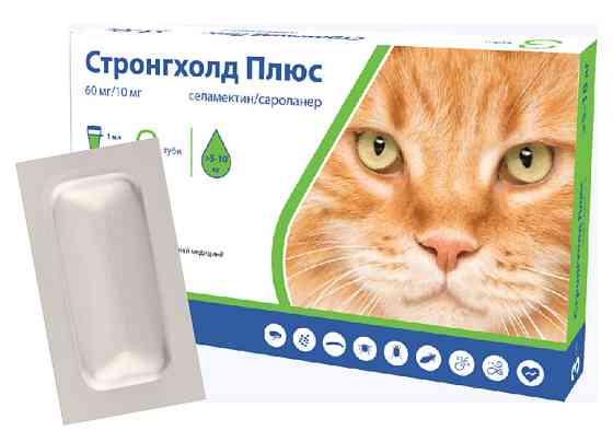 Капли Стронгхолд плюс 60 для кошек массой 5 - 10 кг (цена за 1 пипетку / 1 мл), Zoetis Винница