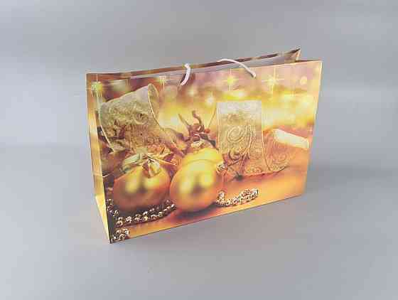 Картонные пакеты с ручками Гигант горизонтальные Новогодние  46*33*15-003 (12 шт) Харьков