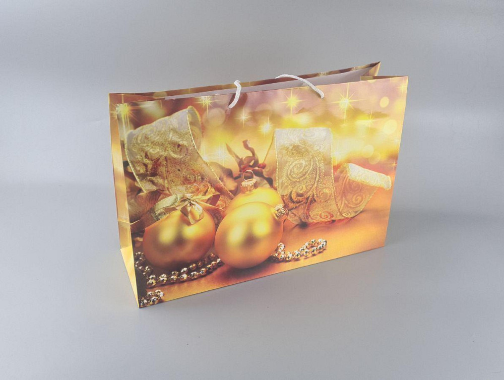 Картонные пакеты с ручками Гигант горизонтальные Новогодние  46*33*15-003 (12 шт) Харьков - изображение 1