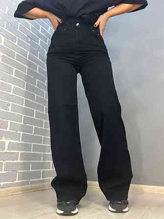 Джинсы женские Twin 1300 палаццо straight fit стрейчевые ровные от бедра черные, черный, 36, 36, 76  Одесса
